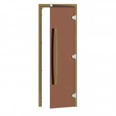 Дверь SAWO 690х1890, стекло бронза, коробка КЕДР, с изогнутой вертикальной ручкой, без порога 