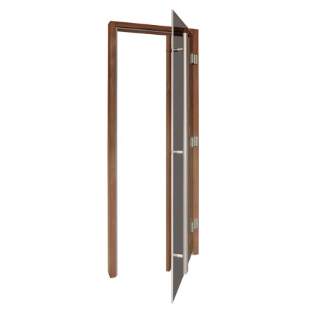Дверь Lux Edition с вертикальной ручкой, Thermo Noire Wood, серое стекло