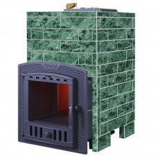 Чугунная печь для бани Техно Лит Гроза 18 (П2) с облицовкой Классика (Змеевик кирпич)