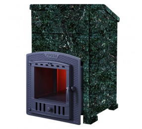 Чугунная печь для бани Техно Лит Гроза 24 (П2) с облицовкой Президент (Пироксенит)