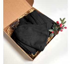 Подарочный набор «Уголь» №7, 100% лён: халат и шапка 