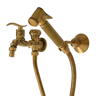 Кран для бани «Дракон» Premio (бронзовый) с лейкой
