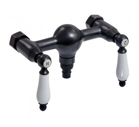 Двухвентильный кран для бани Premio с керамическими ручками (черный)