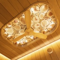 Потолочный вентилятор Premio для сауны с деревянными лопастями, 132 см, светлый