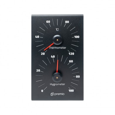 Термогигрометр PREMIO алюминиевый, цвет чёрный, арт. AP-099BW-21