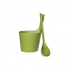Набор для сауны Rento: ведро с прямой ручкой и черпак "мох" (зеленый)