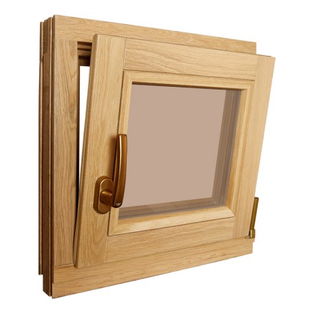 Окно для бани из ДУБА, поворотно-откидное, стеклопакет, с фурнитурой