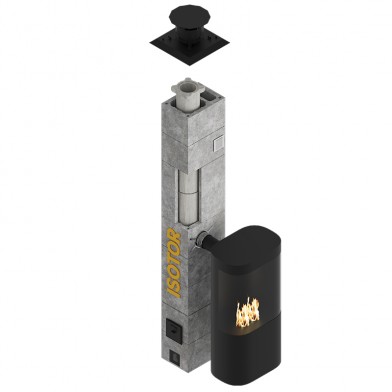 Комплект дымохода Schiedel Isotor D160 с вентканалом и зонтом-дефлектором