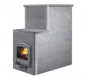 Дровяная печь Grinion с выносной топкой Tulikivi для бани по-серому