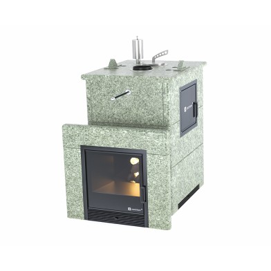 Дровяная печь Изистим (EASYSTEAM) Анапа M2 в облицовке Жадеит