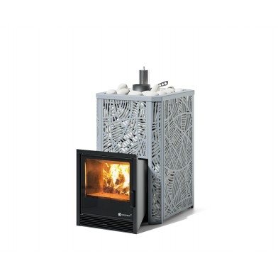 Дровяная печь Изистим (EASYSTEAM) Ялта 15 К в облицовке «Модерн серый»