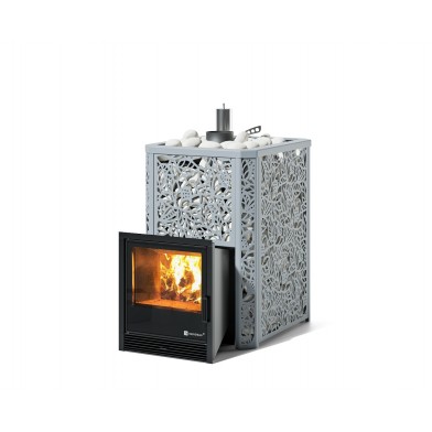 Дровяная печь Изистим (EASYSTEAM) Ялта 25 К в облицовке «Хохлома серый»