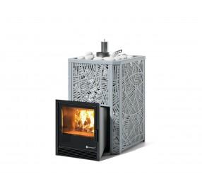 Дровяная печь Изистим (EASYSTEAM) Ялта 25 К в облицовке «Модерн серый»