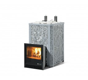 Дровяная печь Изистим (EASYSTEAM) Ялта 35 К в облицовке «Модерн серый»