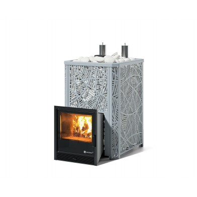 Дровяная печь Изистим (EASYSTEAM) Ялта 35 К в облицовке «Модерн серый»