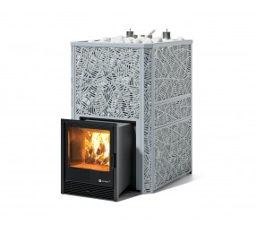 Дровяная печь Изистим (EASYSTEAM) Ялта 60 К в облицовке «Модерн серый»