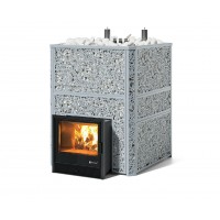 Дровяная печь Изистим (EASYSTEAM) Ялта 80 К в облицовке «Хохлома серый»