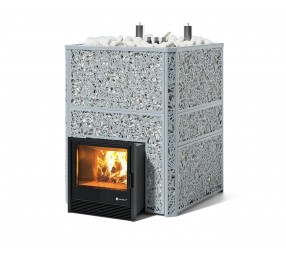 Дровяная печь Изистим (EASYSTEAM) Ялта 80 К в облицовке «Хохлома серый»
