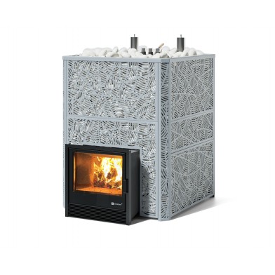 Дровяная печь Изистим (EASYSTEAM) Ялта 80 К в облицовке «Модерн серый»