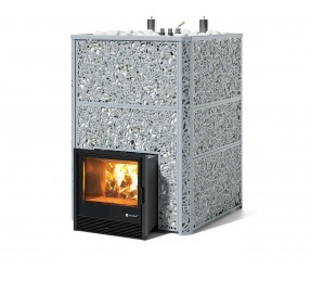 Дровяная печь Изистим (EASYSTEAM) Ялта 100 К в облицовке «Хохлома серый»