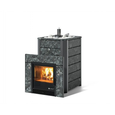 Дровяная печь Изистим (EASYSTEAM) Ялта 25 К в облицовке Пироксенит