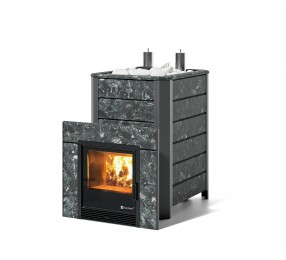 Дровяная печь Изистим (EASYSTEAM) Ялта 35 К в облицовке Пироксенит