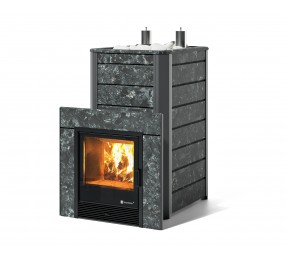 Дровяная печь Изистим (EASYSTEAM) Ялта 40 К в облицовке Пироксенит