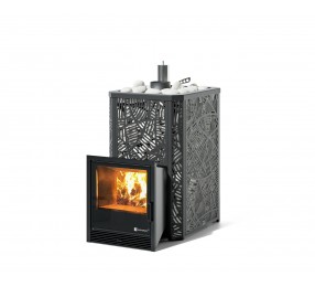 Дровяная печь Изистим (EASYSTEAM) Ялта 15 К в облицовке «Модерн черный»