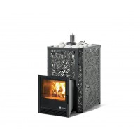 Дровяная печь Изистим (EASYSTEAM) Ялта 25 К в облицовке «Модерн черный»