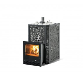 Дровяная печь Изистим (EASYSTEAM) Ялта 25 К в облицовке «Модерн черный»