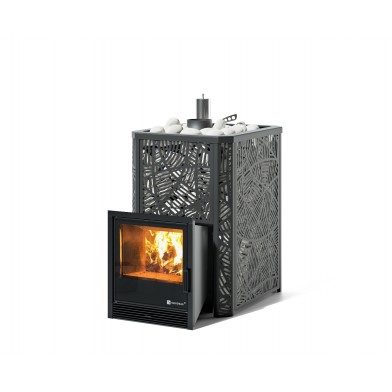 Дровяная печь Изистим (EASYSTEAM) Ялта 25 К в облицовке «Модерн черный»