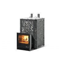 Дровяная печь Изистим (EASYSTEAM) Ялта 35 К в облицовке «Хохлома Черный»