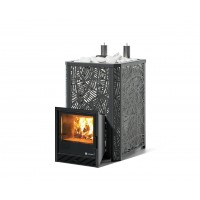 Дровяная печь Изистим (EASYSTEAM) Ялта 35 К в облицовке «Модерн черный»