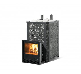 Дровяная печь Изистим (EASYSTEAM) Ялта 35 К в облицовке «Модерн черный»