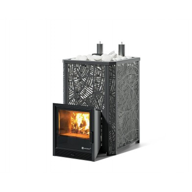 Дровяная печь Изистим (EASYSTEAM) Ялта 35 К в облицовке «Модерн черный»