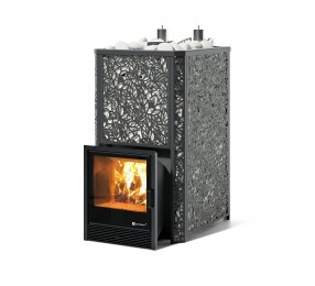 Дровяная печь Изистим (EASYSTEAM) Ялта 50 К в облицовке «Хохлома черный»