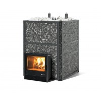 Дровяная печь Изистим (EASYSTEAM) Ялта 80 К в облицовке «Модерн черный»