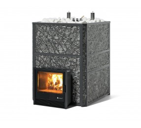 Дровяная печь Изистим (EASYSTEAM) Ялта 80 К в облицовке «Модерн черный»