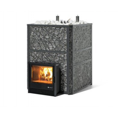 Дровяная печь Изистим (EASYSTEAM) Ялта 80 К в облицовке «Модерн черный»
