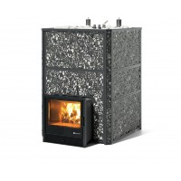 Дровяная печь Изистим (EASYSTEAM) Ялта 100 К в облицовке «Хохлома черный»