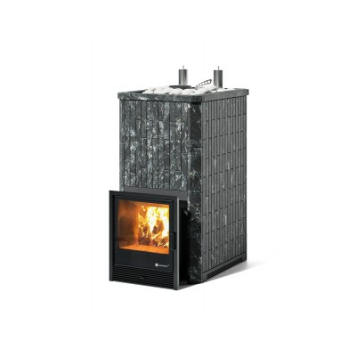 Дровяная печь Изистим (EASYSTEAM) Геленджик К в облицовке Пироксенит в наборном кожухе