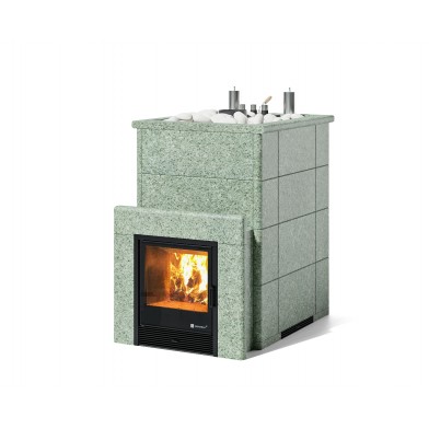 Дровяная печь Изистим (EASYSTEAM) Домна 45 К в облицовке Жадеит