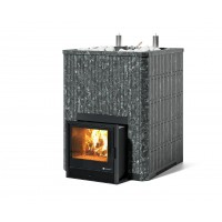 Дровяная печь Изистим (EASYSTEAM) Домна 60 К в облицовке Пироксенит в наборном кожухе