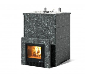 Дровяная печь Изистим (EASYSTEAM) Домна 80 К в облицовке Пироксенит