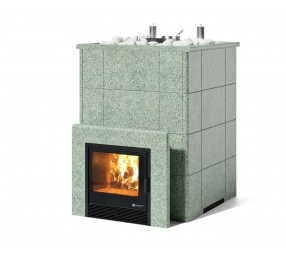Дровяная печь Изистим (EASYSTEAM) Домна 80 К в облицовке Жадеит