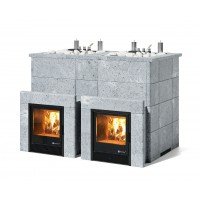 Дровяная печь Изистим (EASYSTEAM) Домна 90 К ТВИН в облицовке Талькохлорит