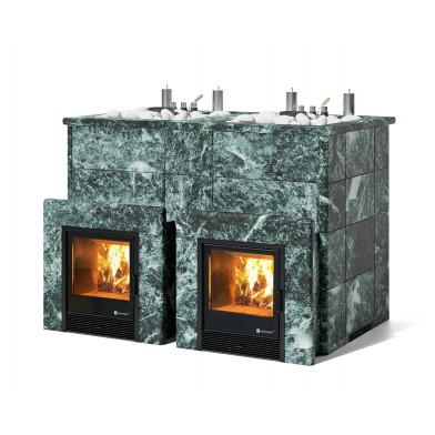 Дровяная печь Изистим (EASYSTEAM) Домна 90 К ТВИН в облицовке Змеевик