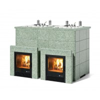 Дровяная печь Изистим (EASYSTEAM) Домна 90 К ТВИН в облицовке Жадеит