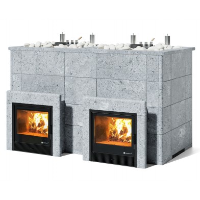 Дровяная печь Изистим (EASYSTEAM) Домна 120 К ТВИН в облицовке Талькохлорит