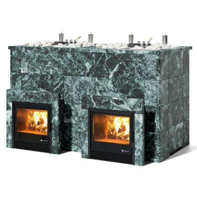 Дровяная печь Изистим (EASYSTEAM) Домна 120 К ТВИН в облицовке Змеевик
